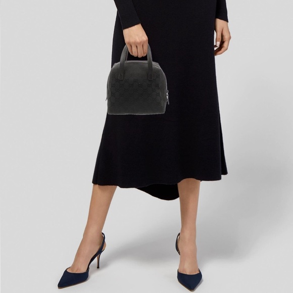 Vintage Mini Gucci GG Logo Top Handle Black Canvas Bag - Picture 3 of 14